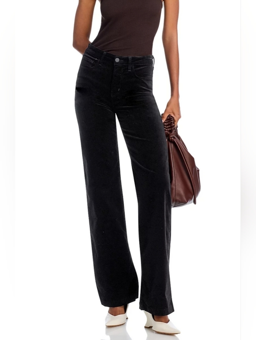 L'Agence Clayton High Rise Wide Leg Black Velvet Jean